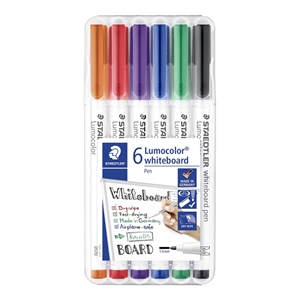 Staedtler WB Marker Lumocolor round 1mm assorted colors (6)